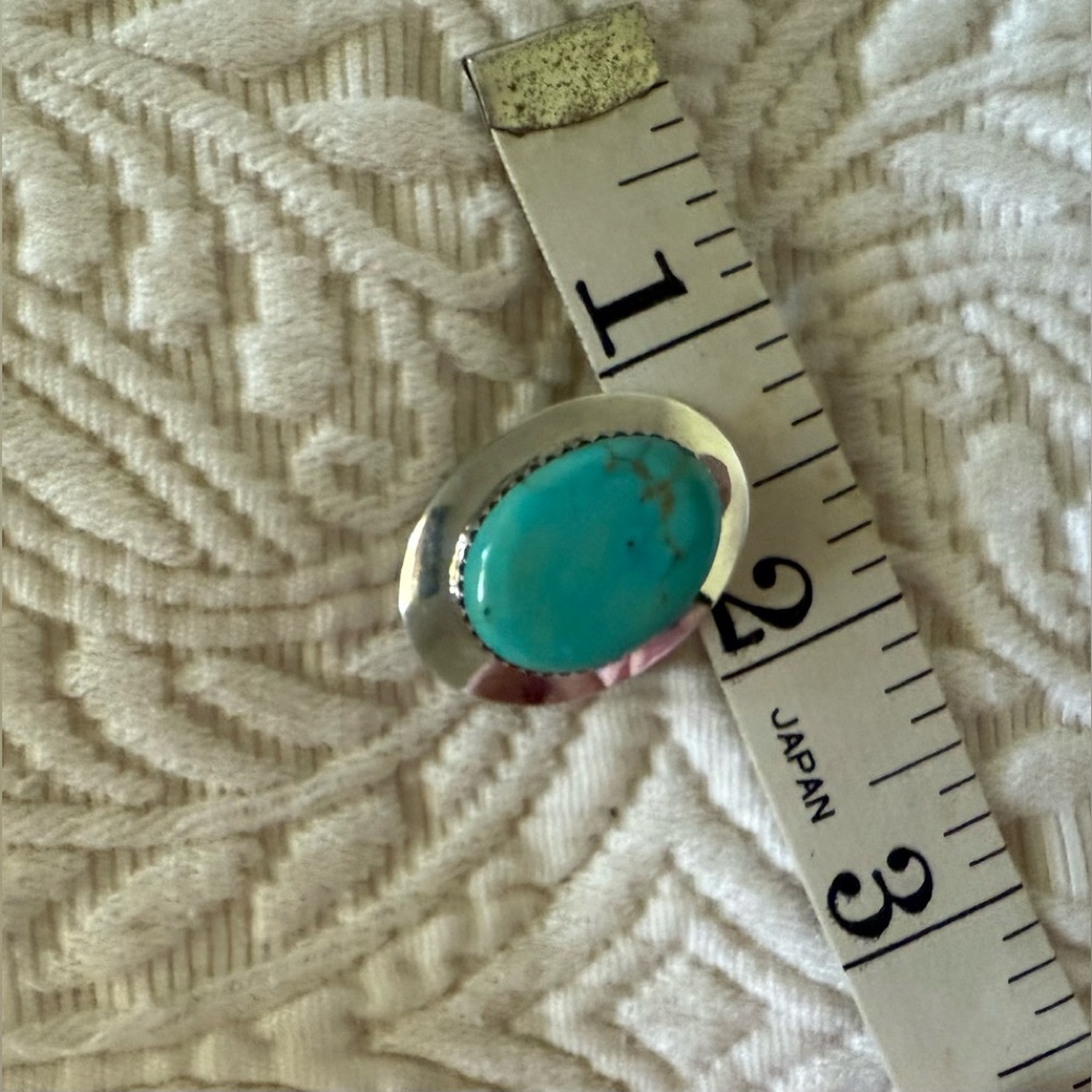 Turquoise Sterling Silver Earrings. Hallmark by Navajo artist DAVE PINO Vintage - Picture 8 of 9